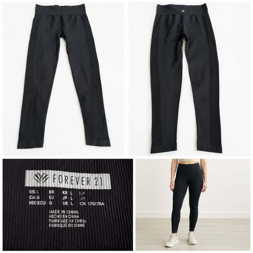 Forever 21 Women's Black Seamless High-Waist Athletic Leggings Size L